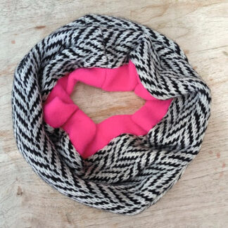 Herringbone with Hot Pink Fleece Lining