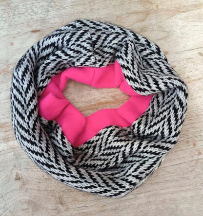 Herringbone with Hot Pink Fleece Lining