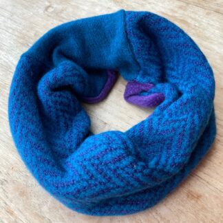 Teal Herringbone Fleece-lined Neckwarmer