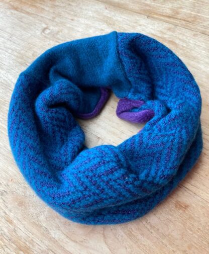 Teal Herringbone Fleece-lined Neckwarmer