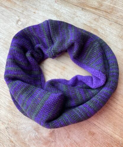 Purple Fleece-lined Striped Neckwarmer