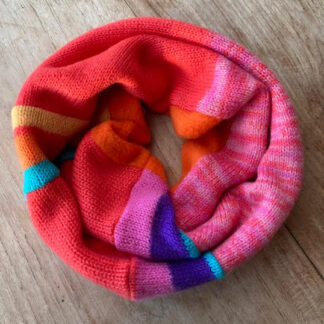 Bright Stripe Neckwarmer with Orange Fleece Lining