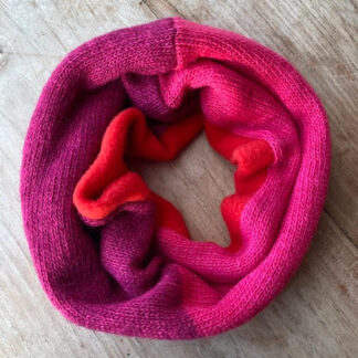 Plum Pink Neckwarmer with Red Fleece Lining