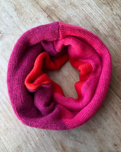 Plum Pink Neckwarmer with Red Fleece Lining