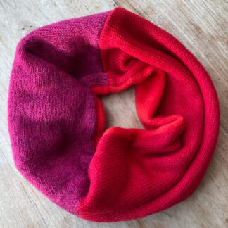 Plum Red Neckwarmer with Red Fleece Lining