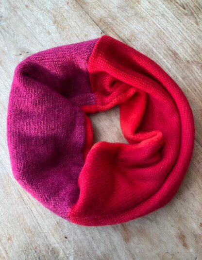 Plum Red Neckwarmer with Red Fleece Lining