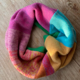 Rainbow Bright Neckwarmer with Green Fleece Lining